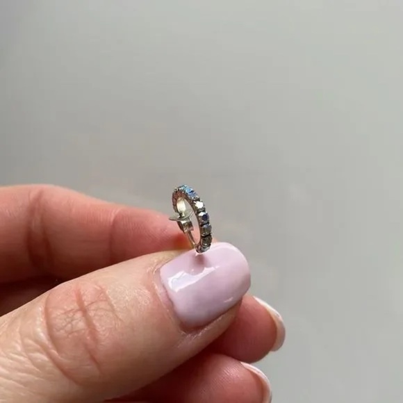 Genuine 925 Sterling Silver Hoop Earring - Picture 6 of 7